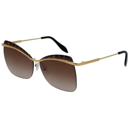 Couture Sonnenbrille Braun Verlauf Metallgestell , Damen, Größe: 60 MM - alexander mcqueen - Modalova