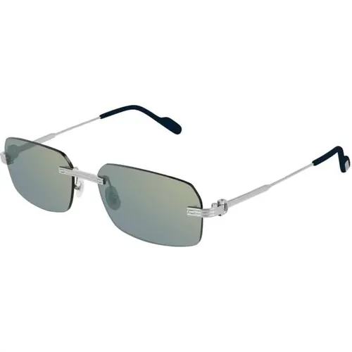 Elevate Your Style with Silver Blue Sunglasses , unisex, Sizes: 58 MM - Cartier - Modalova