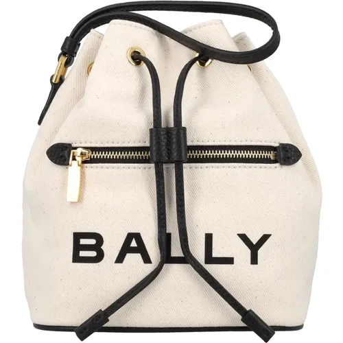Canvas minibucket bag natural/black+oro , female, Sizes: ONE SIZE - Bally - Modalova