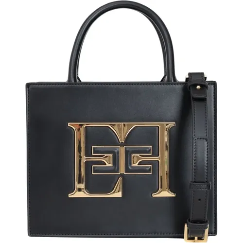 Schwarze Shopper Tasche mit Reißverschluss , Damen, Größe: ONE Size - Elisabetta Franchi - Modalova