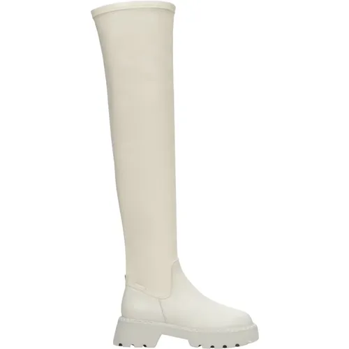 Damen Hellbeige Stiefel mit Elastischem Schaft Er00113297 , Damen, Größe: 37 EU - Estro - Modalova