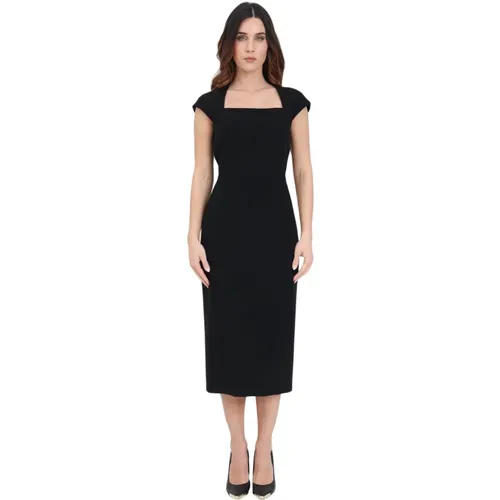 Klassisches Schwarzes Kleid mit Kurzen Ärmeln und Eckigem Ausschnitt , Damen, Größe: XL - Max Mara - Modalova