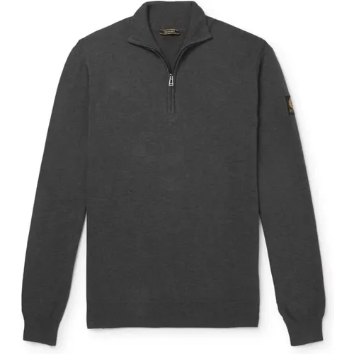 Bay Knit Half Zip Charcoal Sweater , male, Sizes: L - Belstaff - Modalova