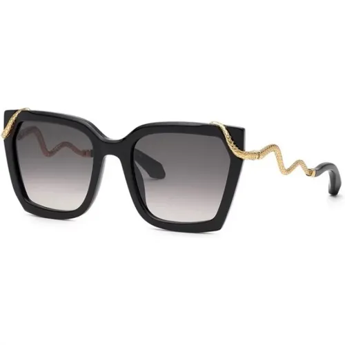 Schwarze Sonnenbrille mit rauchgrauen Gläsern - Roberto Cavalli - Modalova