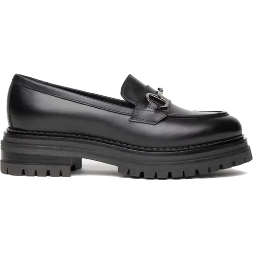 Leather Block Heel Shoes , female, Sizes: 4 UK, 5 1/2 UK - Nerogiardini - Modalova