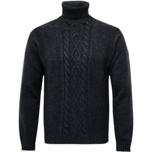 Turtle Neck Strickpullover Blau Marine , Herren, Größe: M - MCS - Modalova