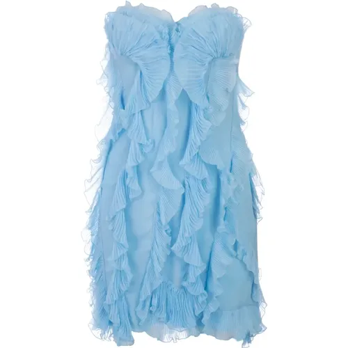 Blaues Streifenloses Kurzes Kleid Chiffon - Ermanno Scervino - Modalova