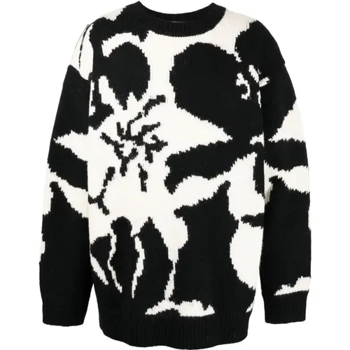 Round Neck Knitwear with Floral Intarsia , male, Sizes: L - Dries Van Noten - Modalova