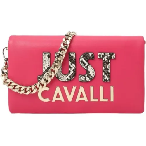 Fuchsia Chain Shoulder Bag with Logo , female, Sizes: ONE SIZE - Just Cavalli - Modalova