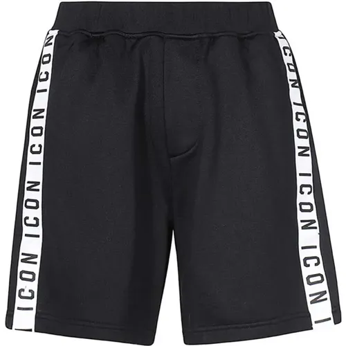 Kontraststreifen Fleece Shorts , Herren, Größe: M - Dsquared2 - Modalova