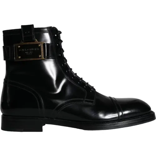 Logo Lace Up Mid Calf Boots , male, Sizes: 11 UK, 9 UK - Dolce & Gabbana - Modalova