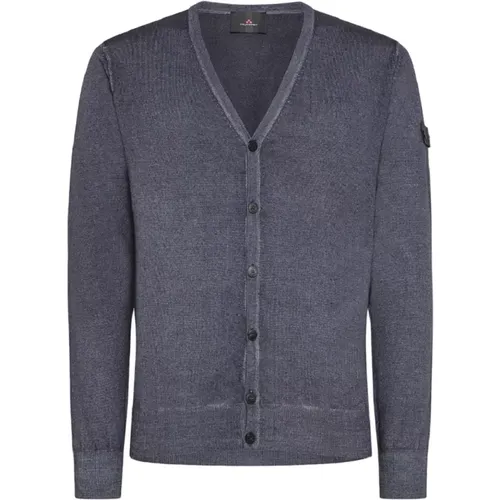 Blauer V-Ausschnitt Cardigan für Herren , Herren, Größe: M - Peuterey - Modalova