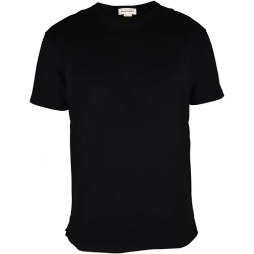 Schwarzes Baumwoll-T-Shirt mit Logo Inschrift , Herren, Größe: M - alexander mcqueen - Modalova