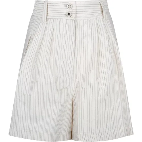 Pinstripe Weiße Shorts mit Falten , Damen, Größe: XS - Golden Goose - Modalova