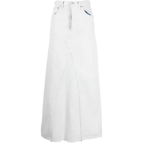 Weiße Denim-Rock mit Reißverschluss und Taschen , Damen, Größe: 2XS - Maison Margiela - Modalova