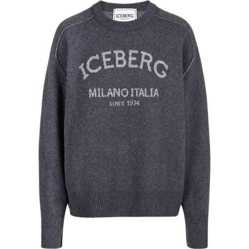 Rundhalspullover mit Logo , Damen, Größe: S - Iceberg - Modalova