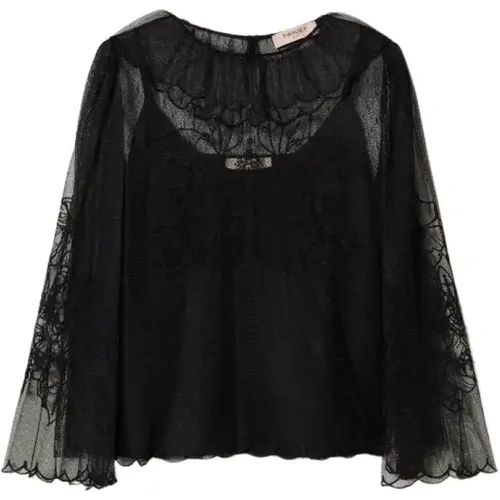 Blouse in Embroidered Plumetis Tulle Art. 232Tp2103 , female, Sizes: M, S - Twinset - Modalova