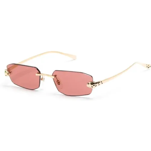 Gold Sunglasses with Original Case , unisex, Sizes: 56 MM - Cartier - Modalova