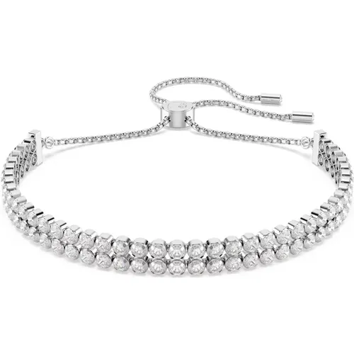 Damen Tennis Armband Matrix Weiß Kristalle Rhodiniert 5221397 - Swarovski - Modalova