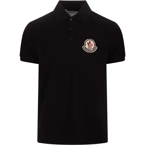 Schwarze Sandalen Pixel Logo Poloshirt - Moncler - Modalova