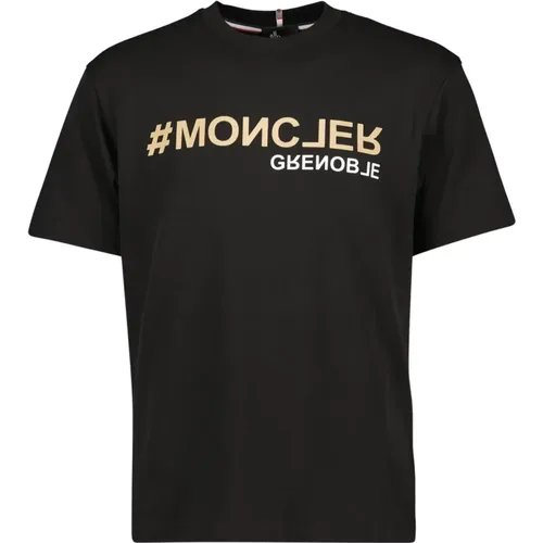 Schwarzes Grenoble T-Shirt für Männer,Grünes Khaki T-shirt Grenoble Kollektion - Moncler - Modalova