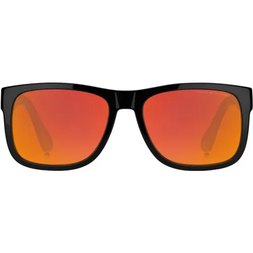 Mens Square Acetate Sunglasses with Polarized Blue Lenses , male, Sizes: 56 MM - Tommy Hilfiger - Modalova