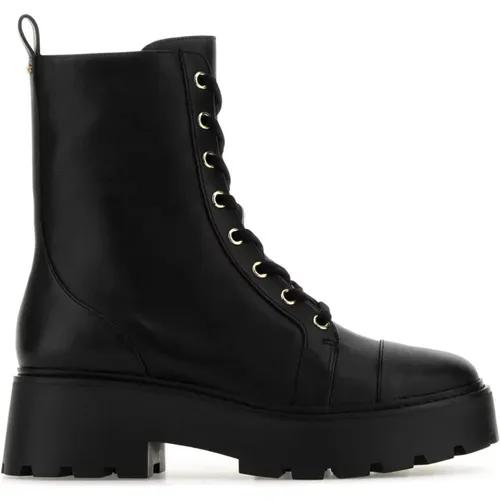 Stilvolle Schwarze Leder Stiefeletten , Damen, Größe: 36 1/2 EU - Michael Kors - Modalova