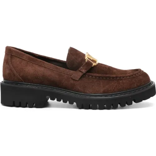 Schokoladenbraune Wildleder-Loafer - Valentino - Modalova