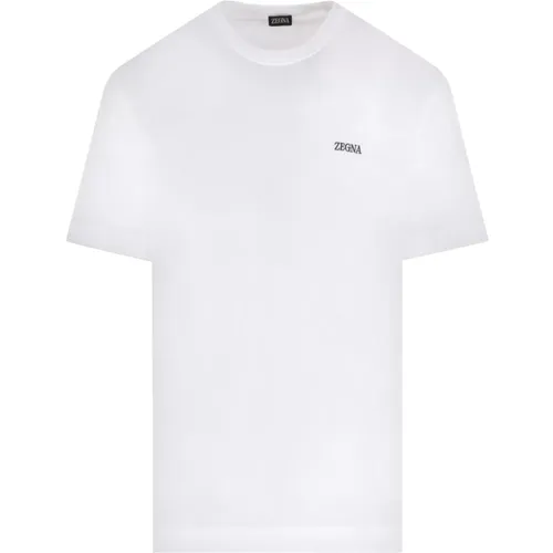 Weiße Baumwoll-Jersey-Logo-T-Shirt , Herren, Größe: M - Ermenegildo Zegna - Modalova