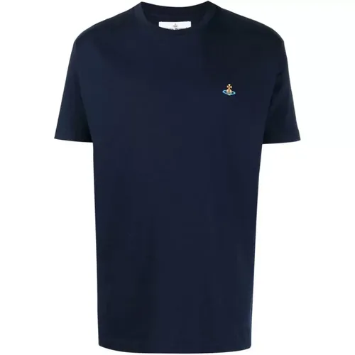 Klassisches Baumwoll Orb T-Shirt - Navy , Herren, Größe: 2XL - Vivienne Westwood - Modalova