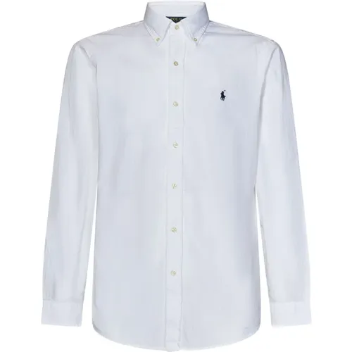 Weißes Hemd mit Knopfleiste und Blauer Pony-Stickerei - Polo Ralph Lauren - Modalova