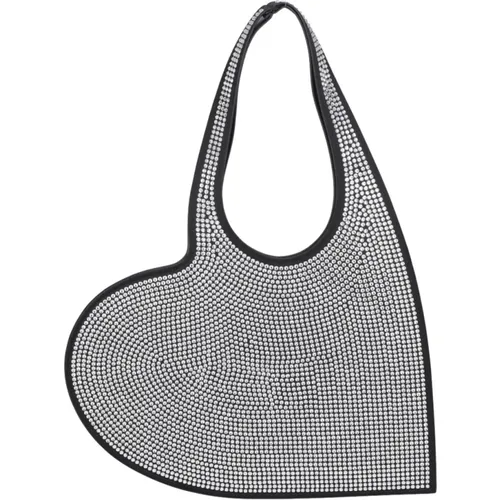 Schwarze Herzförmige Strass Handtasche , Damen, Größe: ONE Size - Coperni - Modalova
