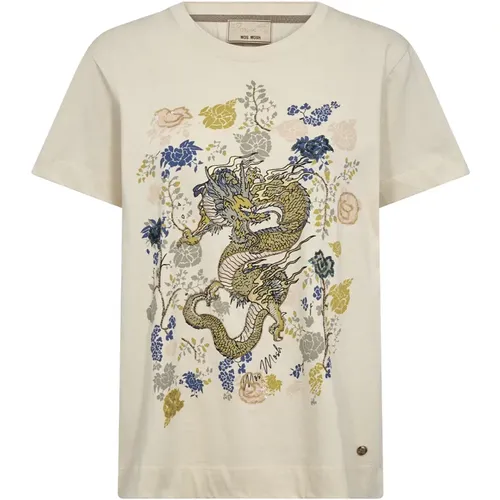 Summer Sand T-Shirt with Beaded Print , female, Sizes: XS - MOS MOSH - Modalova