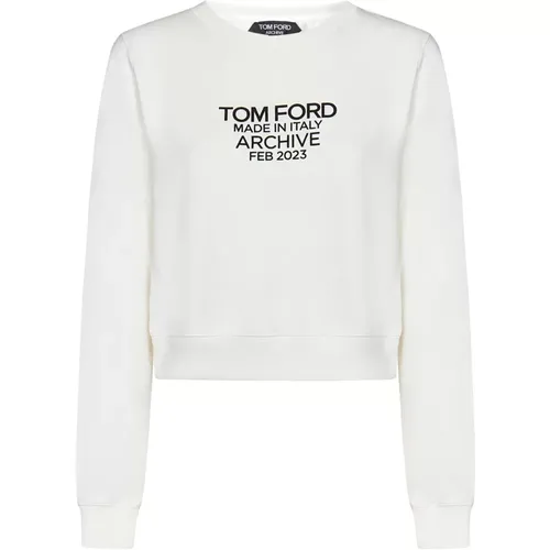 Cropped Sweatshirt with Black Logo , female, Sizes: L - Tom Ford - Modalova