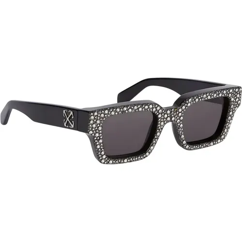 Virgil 17207 Sonnenbrille mit Strass , Damen, Größe: 53 MM - Off White - Modalova