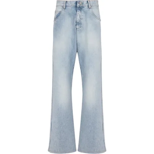 Baumwoll-Weitbein-Jeans , Herren, Größe: W30 - Balmain - Modalova