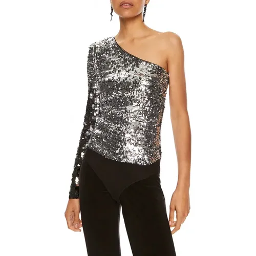 Asymmetrisches Silber Degrade Glamour Top , Damen, Größe: XS - PATRIZIA PEPE - Modalova