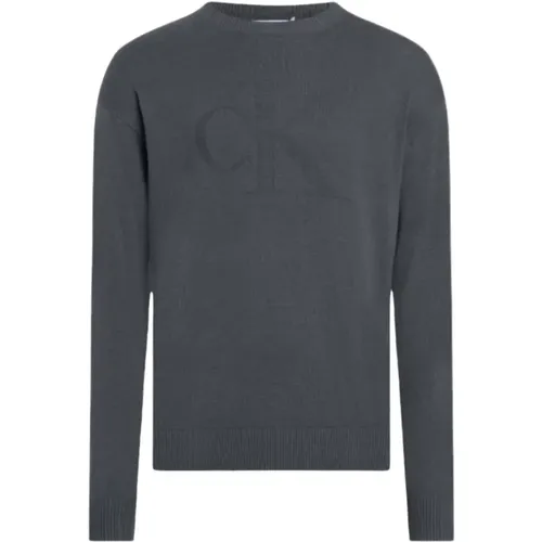 Gerippter Logo-Pullover , Herren, Größe: M - Calvin Klein Jeans - Modalova