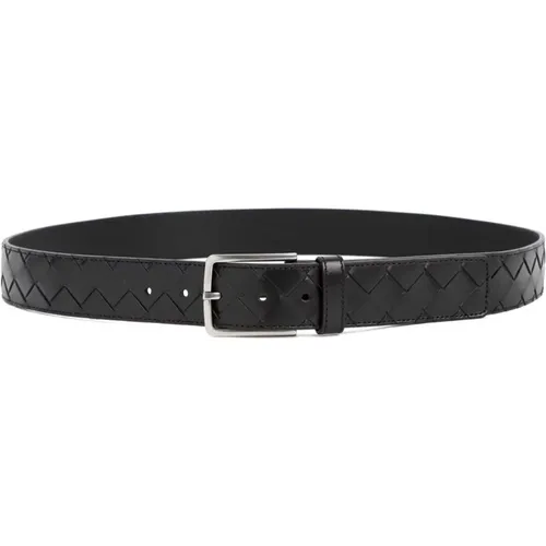 Leather Belt with Intrecciato Pattern , male, Sizes: 105 CM, 100 CM - Bottega Veneta - Modalova