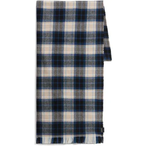 Blue Plaid Check Scarf , male, Sizes: ONE SIZE - Woolrich - Modalova