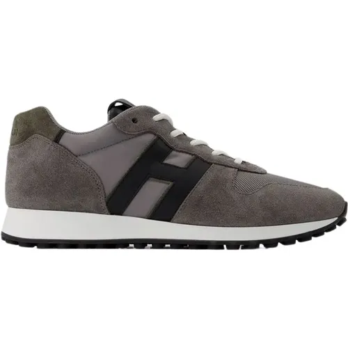 Grey Suede H383 H Pelle Sneakers , male, Sizes: 9 1/2 UK - Hogan - Modalova