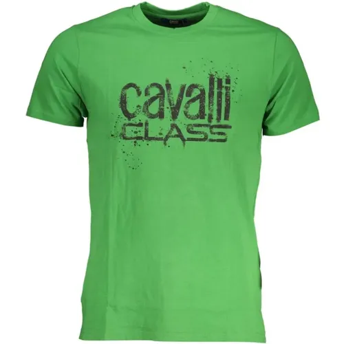 Druck Logo Rundhals T-Shirt , Herren, Größe: L - Cavalli Class - Modalova