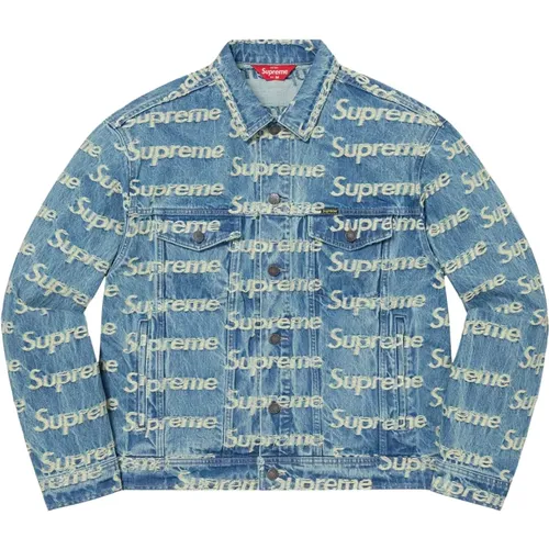 Retro Frayed Logo Denim Jacket , male, Sizes: XL, M, S, L - Supreme - Modalova