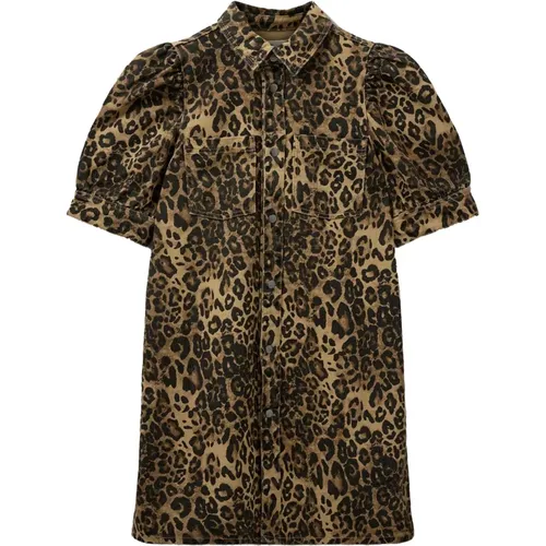 Leopard Print Denim Dress , female, Sizes: L, M, XS, XL, S - Sofie Schnoor - Modalova