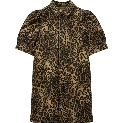 Leopard Print Denim Dress , female, Sizes: M, S - Sofie Schnoor - Modalova