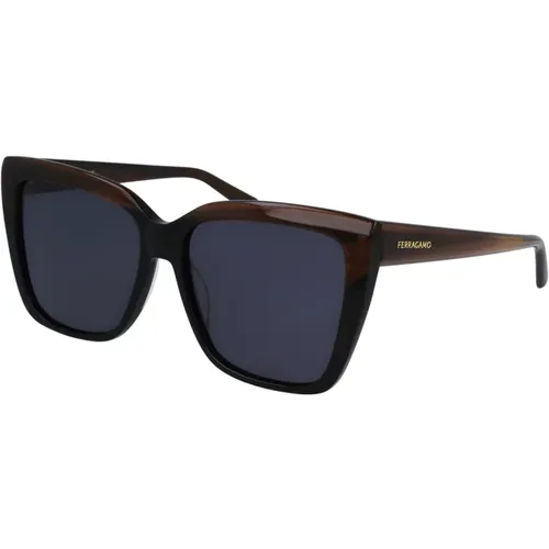 Schwarze und Havana Sonnenbrille Sf1102S 217 - Salvatore Ferragamo - Modalova