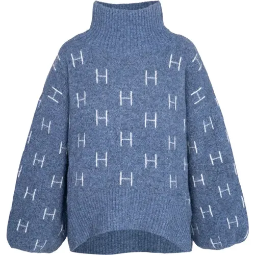 Hést, Blauer Chunky Sweater mit ikonischen H's , Damen, Größe: S - HÉST - Modalova