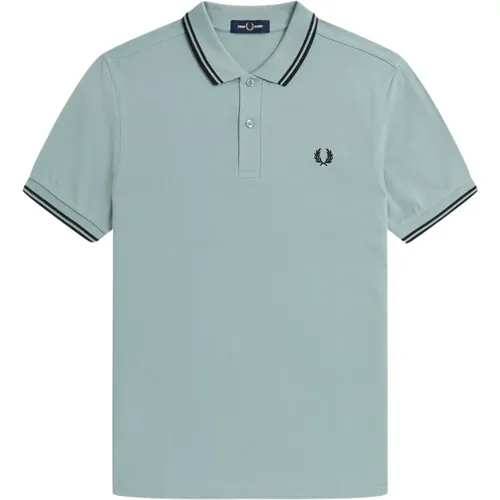 Slim Fit Twin Tipped Polo in Silver /Black , male, Sizes: L, XL, M - Fred Perry - Modalova