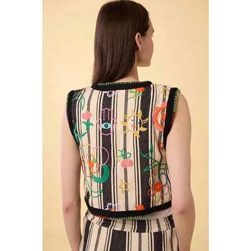 Floral Embroidered Cotton Vest , female, Sizes: XL, M - Manoush - Modalova