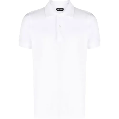 Weiße Baumwoll-Polohemd Kurze Ärmel,Weiße Baumwoll-Poloshirt Kurzarm - Tom Ford - Modalova